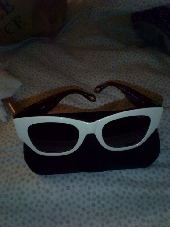 Quay Australia Accessories - Quay Australia White Cat-Eye Sunglasses with Black Lenses